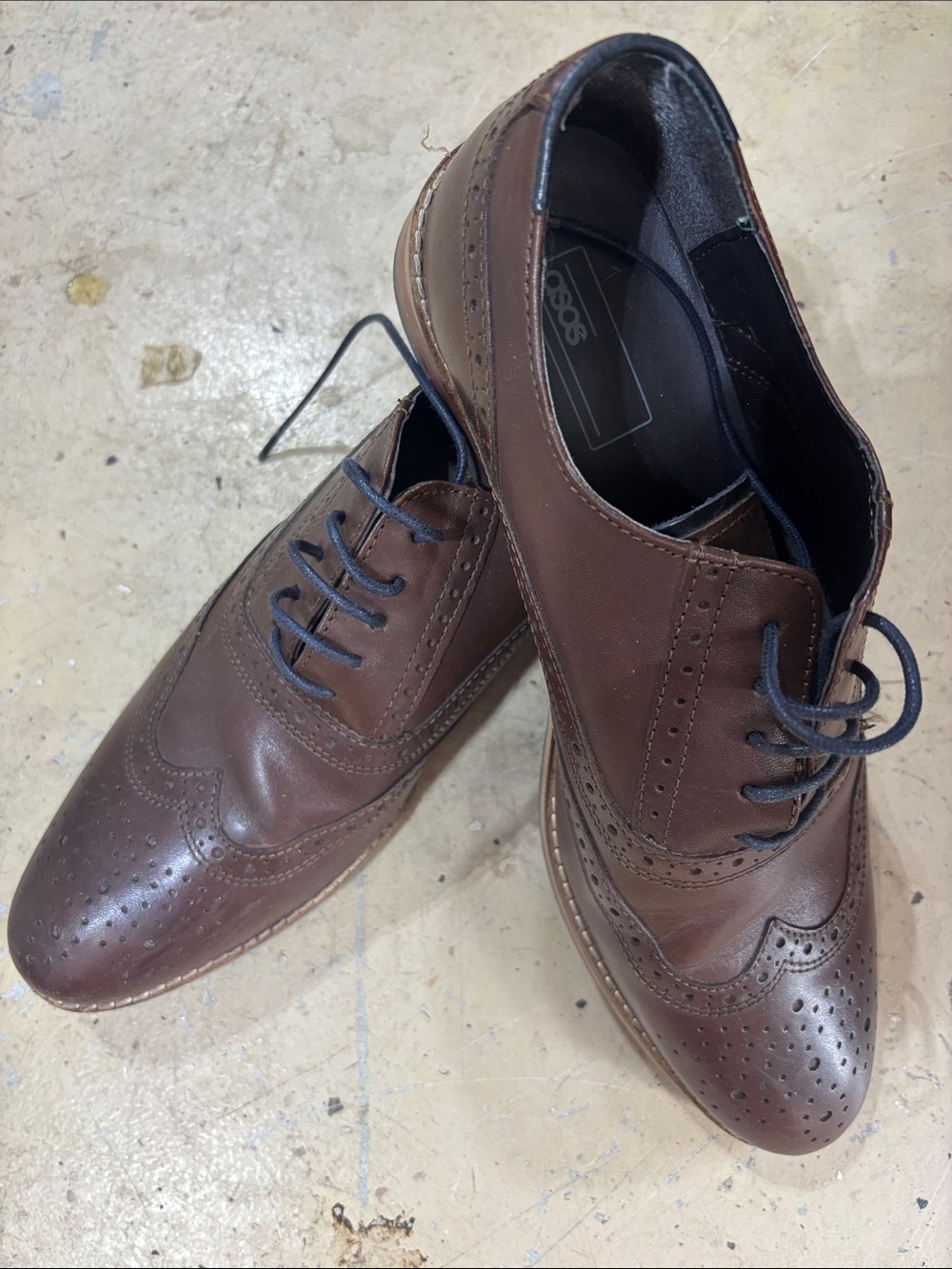 ASOS Brown Leather Wingtip Brogue Oxfords
